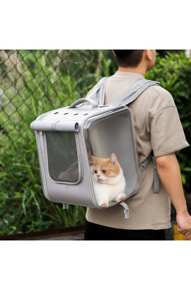 Dual Purpose Pet Trolley Case Carrier Cats Transparent Backpack with Silent Wheel